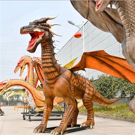 景区商场游乐园大型仿真飞龙西方怪兽模型会动会喷火的恐龙