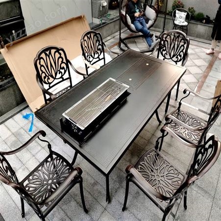 户外金属座椅 铸铝桌椅组合 轻奢露台庭院休闲家具