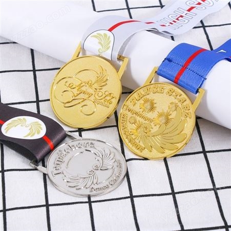 马拉松运动跑步比赛浮雕925金银铜牌 学校体育金属荣誉奖牌