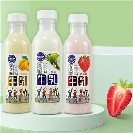 简乐派大果粒草莓味牛乳乳酸菌饮品含乳饮料400ml招商代理