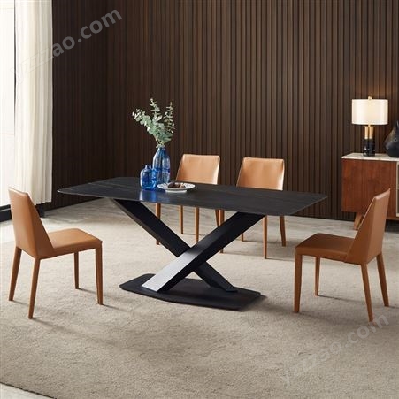 北欧极简岩板饭桌 家用小户型长方形餐桌椅组合-JJ005
