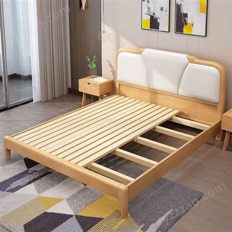 北欧实木床1.5m1.8米双人床简约现代小户型经济实惠jj085
