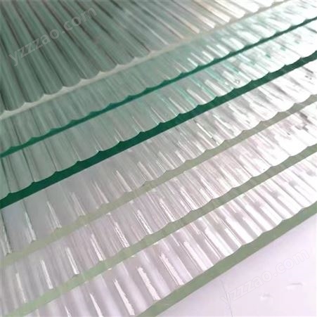聚光玻璃 磨边钢化玻璃 灯芯瓦楞条长虹银波玻璃 加工定制